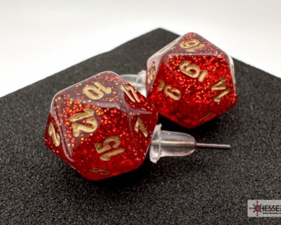 Ches Oorbellen | Stud Earrings Glitter Ruby Mini-Poly D20