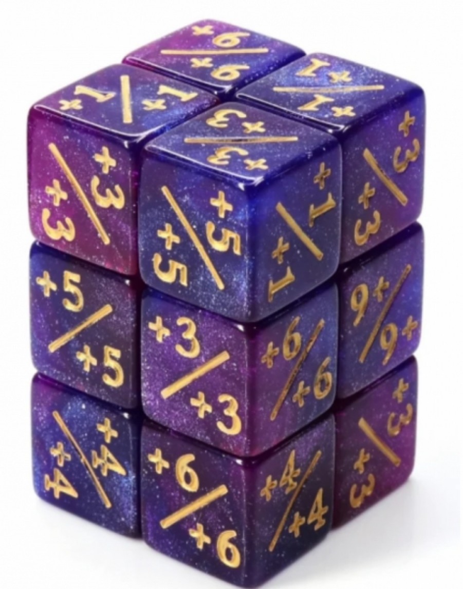 Foam Brain Dice Gaming Counters | +1/+1 Dark Blue & Purple Counters For Magic (8)