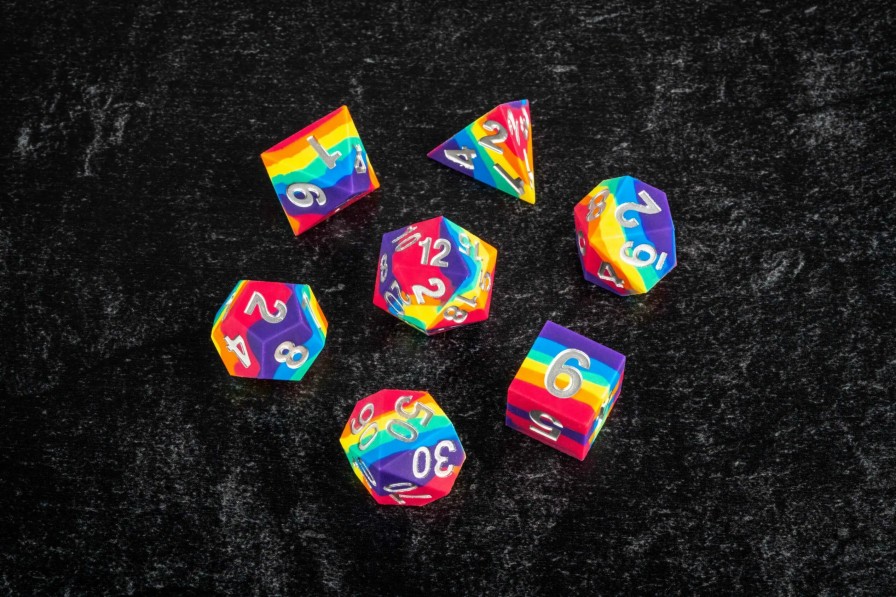 Fanroll Dobbelstenen | 16Mm Sharp Edge Silicone Rubber Rainbow Poly Dice Set