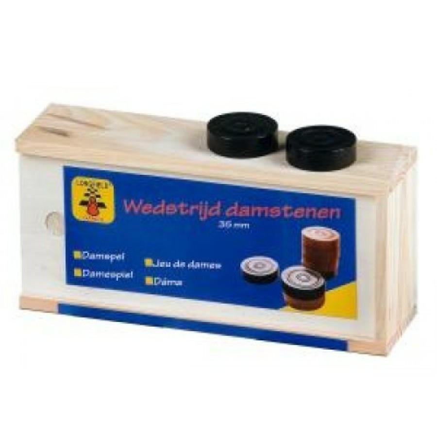 Longfield Dammen | Damstenen Blank/Zwart 35 Mm. In Kist