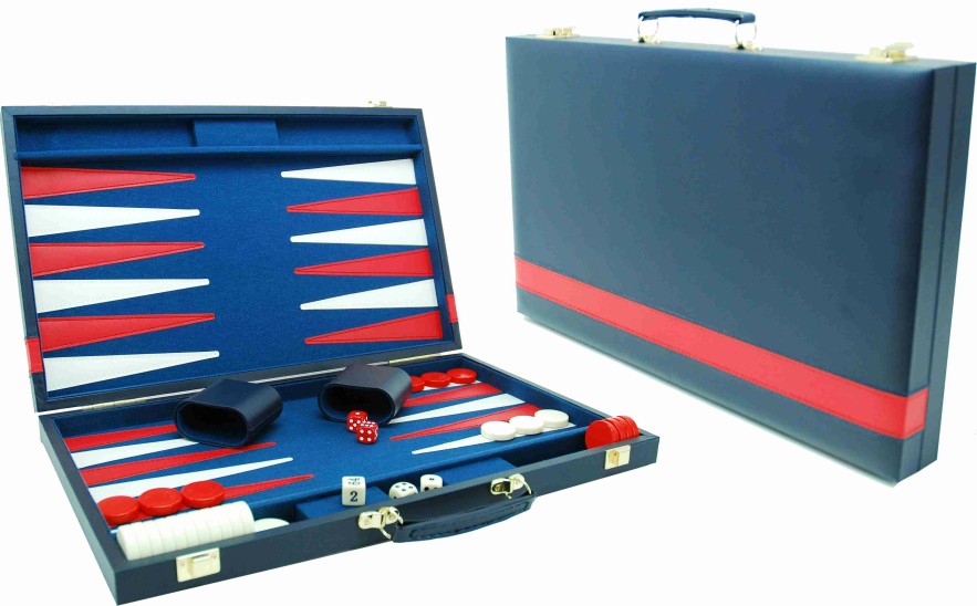 Hot Games Vinyl | Backgammon Blauw Met Rode Bies (38 Cm)