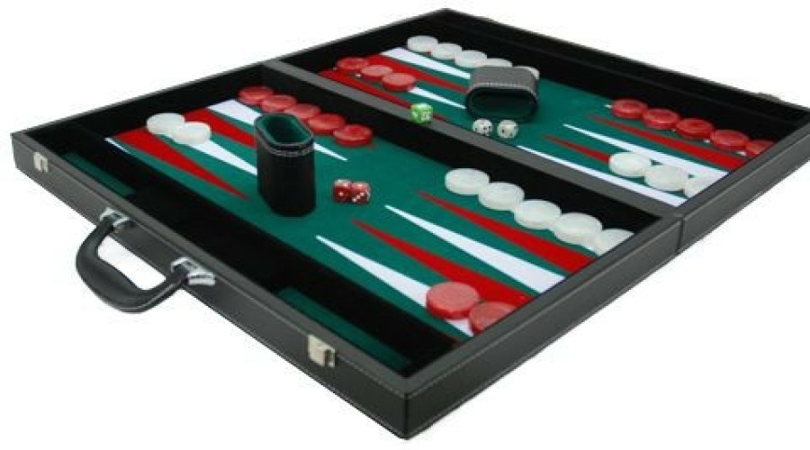 Hot Games Vilt | Backgammonkoffer Zwart/Groen Xl