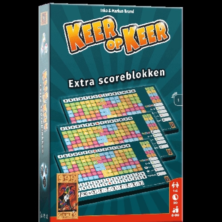 999 Games Dobbelspellen | Keer Op Keer Scoreblok 2 Stuks Level 1 - Dobbelspel