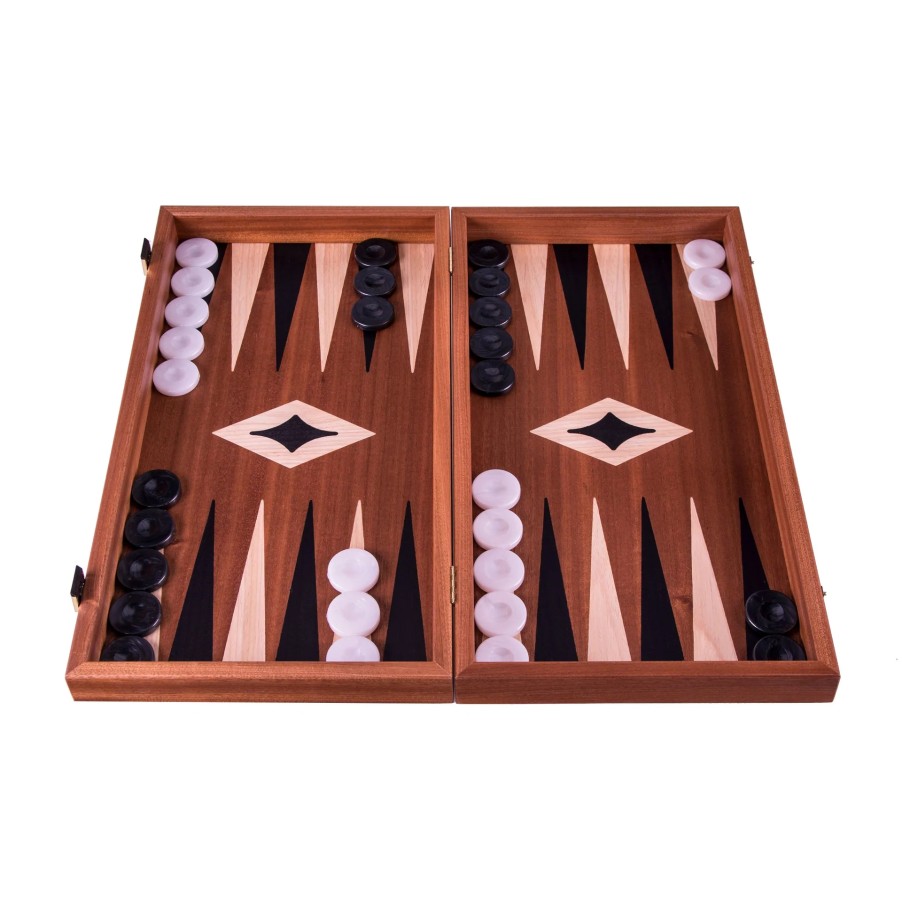 Manopoulou Dammen | Mahonie 3 In 1 Backgammon/Schaak/Dambord Medium Zwart